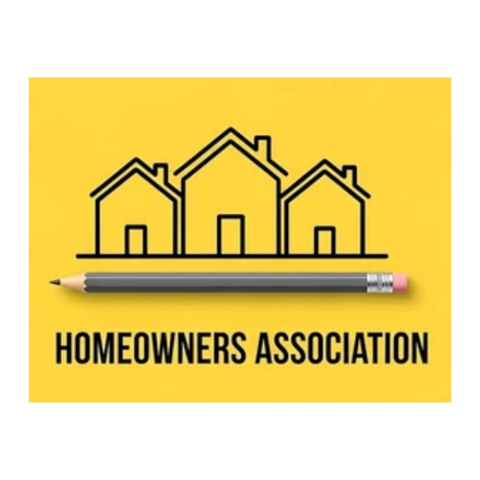 Burnt Store Meadows Homeowners Association graphic with houses and a pencil