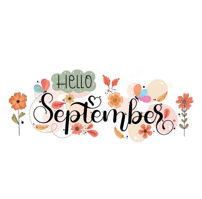 Hello September floral lettering banner