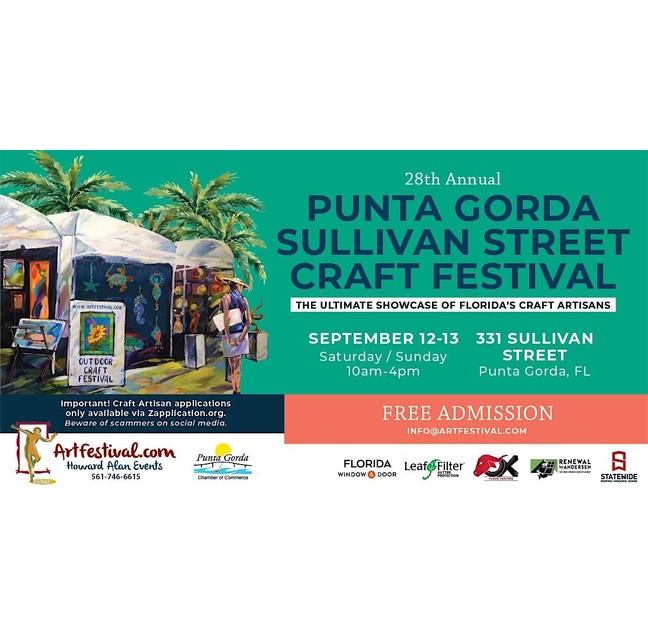 28th Annual Punta Gorda Sullivan Street Craft Festival flyer for September 12 and 13