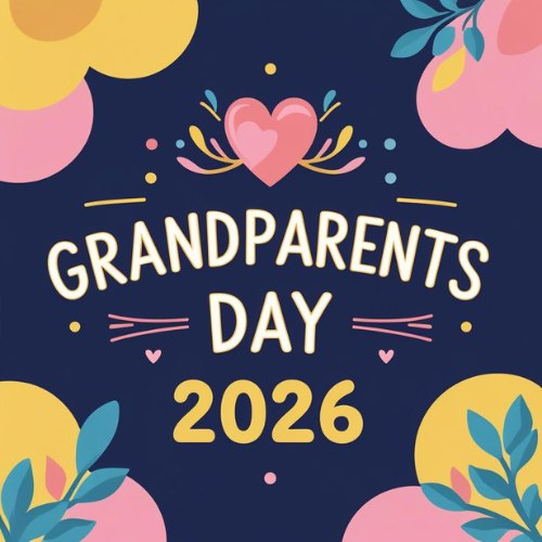 Grandparents Day 2026 graphic with heart and flowers